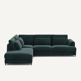 Γωνιακός καναπές αριστερός, βελούδινος, Marsile