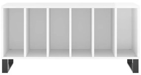 vidaXL Έπιπλο Δίσκων Γυαλ. Λευκό 100x38x48 εκ. από Επεξεργασμένο Ξύλο