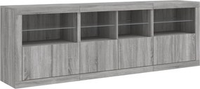 vidaXL Μπουφές με LED Γκρι Sonoma 202 x 37 x 67 εκ.