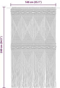 vidaXL Κουρτίνα Μακραμέ Μπλε 140 x 240 εκ. Βαμβακερή
