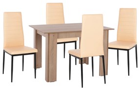 ΣΕΤ ΤΡΑΠΕΖΑΡΙΑΣ 5ΤΜΧ HM11908 ΤΡΑΠΕΖΙ 110x80εκ. & 4 ΚΑΡΕΚΛΕΣ LADY K/D ΜΟΚΑ ΑΝΟΙΧΤΟ ΚΡΕΜ