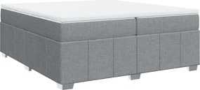 vidaXL Κρεβάτι Boxspring με Στρώμα Ανοιχτό Γκρι 200x200 εκ. Υφασμάτινο