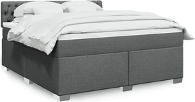 vidaXL Κρεβάτι Boxspring με Στρώμα Σκούρο Γκρι 180x200 εκ Υφασμάτιν