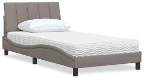 vidaXL Κρεβάτι με Στρώμα Taupe 100 x 200 εκ. Υφασμάτινο