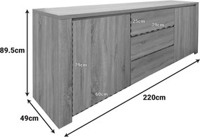 Μπουφές Kalya pakoworld σε ανθρακί απόχρωση 220x49x89.5εκ