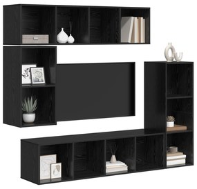 vidaXL Σετ επίπλου τηλεόρασης 4 pcs Μαύρη δρυς Επεξεργασμένο ξύλο