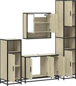 vidaXL Σετ Επίπλων Μπάνιου 4 Τεμαχίων Sonoma Δρυς Επεξεργασμένο Ξύλο