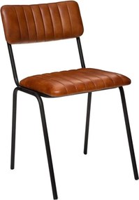 ΚΑΡΈΚΛΕΣ &amp; ΠΟΛΥΘΡΌΝΕΣ DARIO CGNAC/BLCK LEATHER CHAIR ATMOSPHERA 157284A
