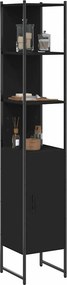 vidaXL Ντουλάπι Μπάνιου Μαύρο 33 x 33 x 185,5 εκ. Επεξεργασμένο Ξύλο