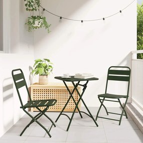 vidaXL Σετ μπιστρό 3 pcs Σκούρο πράσινο Ατσάλι