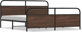 vidaXL Σκελετός Κρεβ. Χωρίς Στρώμα Καφέ Δρυς 200x200 εκ. Μεταλλικό