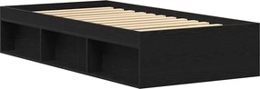 vidaXL Πλαίσιο Κρεβ. Χωρ. Στρώμα Μαύρη Δρυς 90 x 190 εκ. Επεξ. Ξύλο