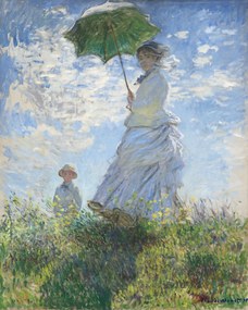 Claude Monet - Εκτύπωση έργου τέχνης Woman with a Parasol - Madame Monet and Her Son, (30 x 40 cm)