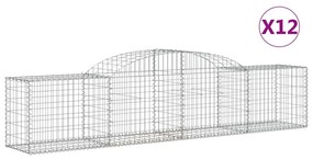 vidaXL Συρματοκιβώτια Τοξωτά 12 τεμ. 300x50x60/80 εκ. Γαλβαν. Ατσάλι