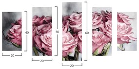 ΠΙΝΑΚΑΣ ΠΕΝΤΑΠΤΥΧΟ MDF ENGLISH ROSES  100x60x0,3 εκ.