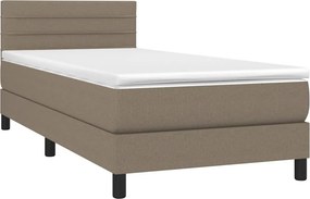 vidaXL Κρεβάτι Boxspring με Στρώμα Taupe 90x190 εκ.Υφασμάτινο