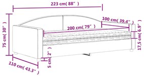 Καναπές Κρεβάτι με Στρώμα Ανοιχτό Γκρι 100 x 200 εκ. Υφασμάτινο - Γκρι