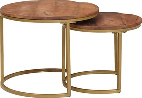 vidaXL Τραπεζάκια Καφέ Στερεών 2 pcs Μασίφ ξύλο μάνγκο και χάλυβας