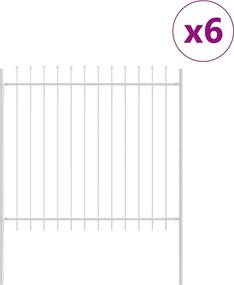 vidaXL Φράχτης Κήπου 6 pcs Λευκό 10,2 x 1,5 μ Ατσάλι με Πούδρα