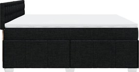 vidaXL Κρεβάτι Boxspring με Στρώμα Μαύρο 200x200 εκ. Υφασμάτινο