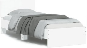 vidaXL Πλαίσιο Κρεβατιού με Κεφαλάρι & λυχνίες LED Λευκό 75 x 190 εκ.