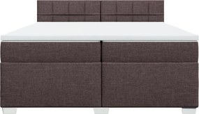 vidaXL Κρεβάτι Boxspring με Στρώμα Σκούρο Καφέ 200x200 εκ. Υφασμάτινο