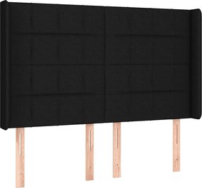 vidaXL Κρεβάτι Boxspring με Στρώμα &amp; LED Μαύρο 140x190 εκ. Υφασμάτινο
