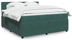 vidaXL Κρεβάτι Boxspring με Στρώμα Σκούρο Πράσινο 200x200εκ. Βελούδινο