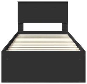 vidaXL Σκελετός Κρεβατιού Μαύρο 90 x 190 cm Επεξεργασμένο ξύλο
