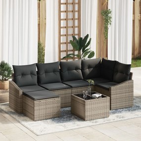vidaXL σετ καναπέ κήπου 6 κομματιών με μαξιλάρια Μαύρο Πολυ Ρατάν