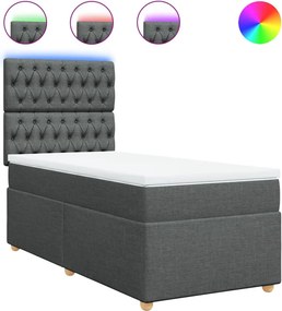 vidaXL Κρεβάτι Boxspring με Στρώμα Σκούρο Γκρι 80x200 εκ. Υφασμάτινο