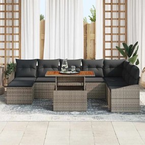 vidaXL Σετ Καναπέ Κήπου με αποθήκευση 9 pcs Γκρι Πολυ ράταν