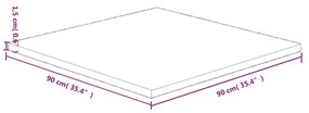 vidaXL Επιφάνεια Τραπεζιού Τετράγωνη Σκ. Καφέ 90x90x1,5 εκ. Ξύλο Δρυς
