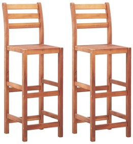 Καρέκλες Μπαρ 2 τεμ. από Μασίφ Ξύλο Ακακίας - Καφέ