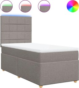 vidaXL Κρεβάτι Boxspring με Στρώμα Taupe 100 x 200 εκ. Υφασμάτινο
