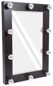 MIRROR-60x90-2 GloboStar® MAKEUP MIRROR-60x90-2 Μοντέρνος Καθρέπτης Μακιγιάζ με Πλαίσιο Φυσικού Ξύλου με Διακόπτη On/Off 10 x E27 AC220-240V - Μ60 x Π7 x Υ90cm - Καφέ Wenge