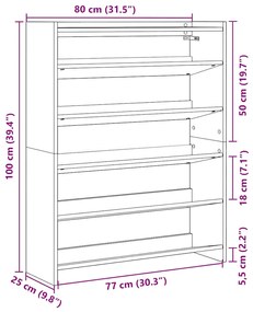 ΡΑΦΙ ΠΑΠΟΥΤΣΙΩΝ  SONOMA OAK 80X25X100 CM ΚΑΤΑΣΚΕΥΑΣΜΕΝΟ ΞΥΛΟ 859898