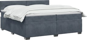vidaXL Κρεβάτι Box Spring με Στρώμα και LED Σκούρο Γκρι 200 x 200 cm