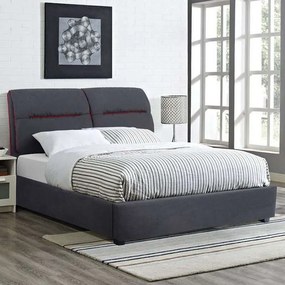 Κρεβάτι Kendra 150Χ200 HM562 Grey - Red Διπλό Ξύλο,Ύφασμα