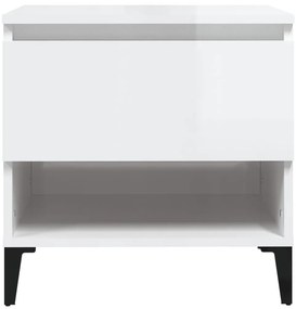 vidaXL Βοηθητικό Τραπέζι Γυαλιστ. Λευκό 50x46x50εκ. Επεξεργασμένο Ξύλο