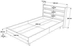 Κρεβάτι ArteLibre SUFFOLK Λευκό Μοριοσανίδα/Μέταλλο 108.5x205.6x86cm