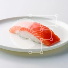 Intra Συλλεκτικό Ξύλινο Παζλ Plywood  4mm - Σούσι Nigiri Salmon στο λευκό πιάτο Σε Ξύλινο Κουτί - Διαστάσεις: 10x10 cm – 25 κομμάτια