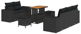 vidaXL Σετ Καναπέ Κήπου 8 pcs Μαύρο συνθετικό ρατάν