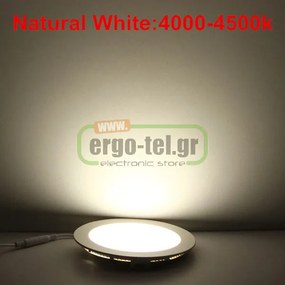 Led panel λευκό στρογγυλό χωνευτό 20W 230V 4000k ενδιάμεσο λευκό φως 120° 1700lm