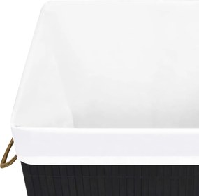 vidaXL Καλάθι Άπλυτων με 1 Τμήμα Μαύρο από Μπαμπού