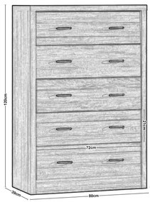 Συρταριέρα CALIBER 5-Συρτ.80x44x120 Sonoma Oak