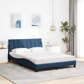 vidaXL Κρεβάτι με Στρώμα Hanko Μπλε 140x190 εκ. Υφασμάτινο