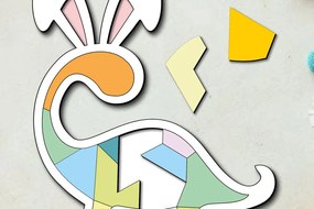 Intra απο ξύλο plywood 3mm-4mm πάχος - Πασχαλινό παζλ Dino Bunny Child Game Kid Δίασταση 15x15 cm INTRAFABR-113785430