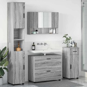 vidaXL Σετ Επίπλων Μπάνιου με ράφι 4 pcs Γκρι sonoma 30 x 35 x 192 εκ.