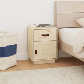 vidaXL Κομοδίνο Λευκό 40 x 34 x 55 εκ. από Μασίφ Ξύλο Πεύκου